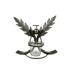 Beautiful Metal Angel Candle Stand Holder Metal Silver Finish 10.5"x9"x4.75"